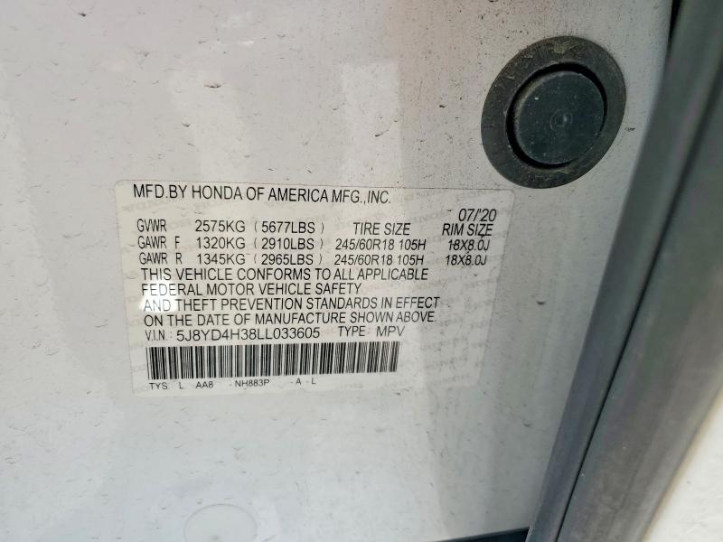 Aukcja sprzedaży 2020 Acura Mdx, vin: 5J8YD4H38LL033605, numer aukcji: 47467256