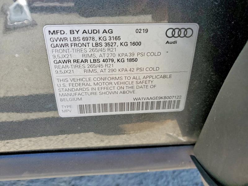 Продажа на аукционе авто 2019 Audi E-tron, vin: WA1VAAGE9KB007122, номер лота: 45661376