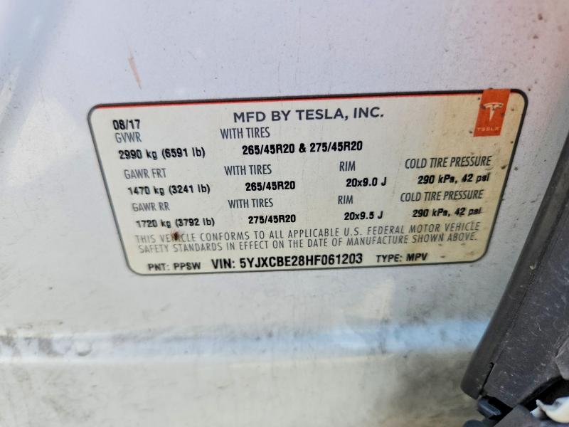 41584866 :رقم المزاد ، 5YJXCBE28HF061203 vin ، 2017 Tesla Model X مزاد بيع