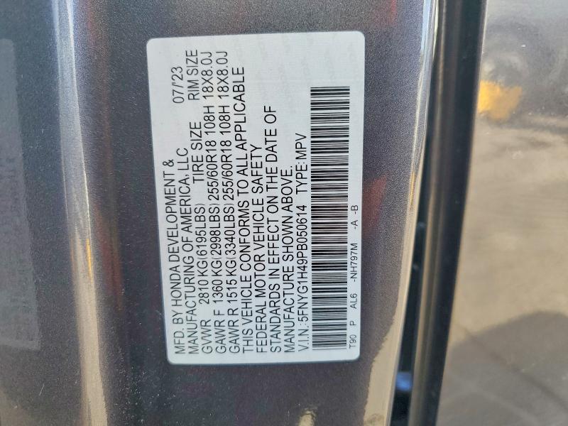 2023 Honda Pilot მანქანა იყიდება აუქციონზე, vin: 5FNYG1H49PB050614, აუქციონის ნომერი: 47364506