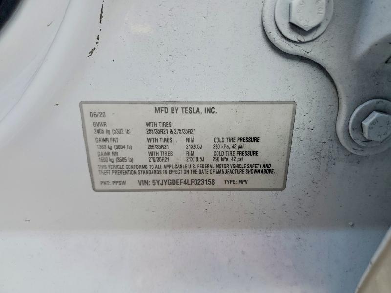 41842316 :رقم المزاد ، 5YJYGDEF4LF023158 vin ، 2020 Tesla Model Y مزاد بيع