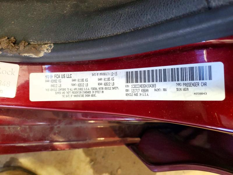 41838996 :رقم المزاد ، 1C3CCCAB3GN164303 vin ، 2016 Chrysler 200 مزاد بيع