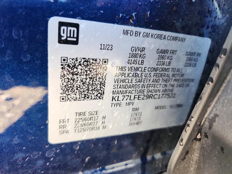 46524566 :رقم المزاد ، KL77LFE29RC177531 vin ، 2024 Chevrolet Trax مزاد بيع