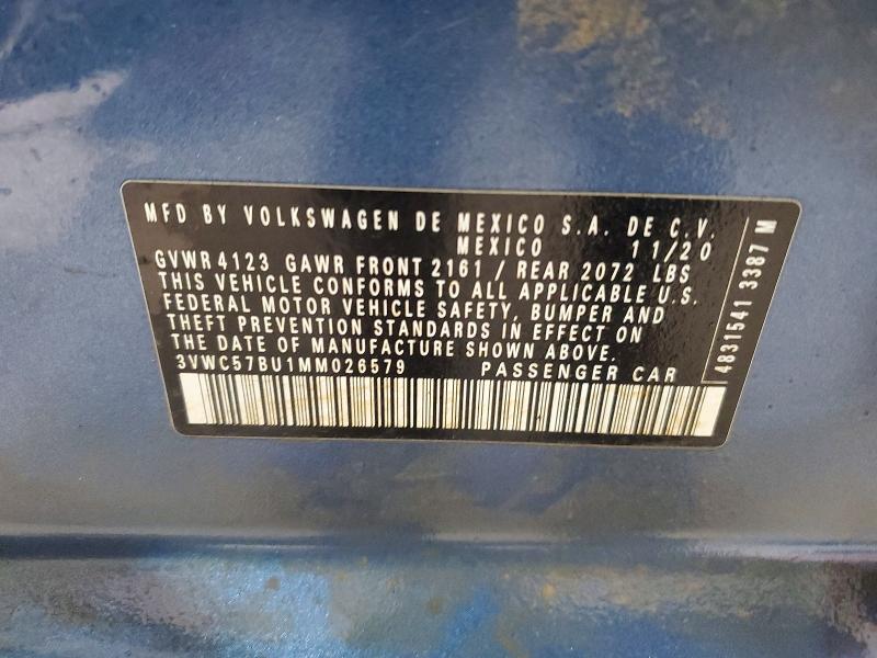 Aukcja sprzedaży 2021 Volkswagen Jetta, vin: 3VWC57BU1MM026579, numer aukcji: 47508766