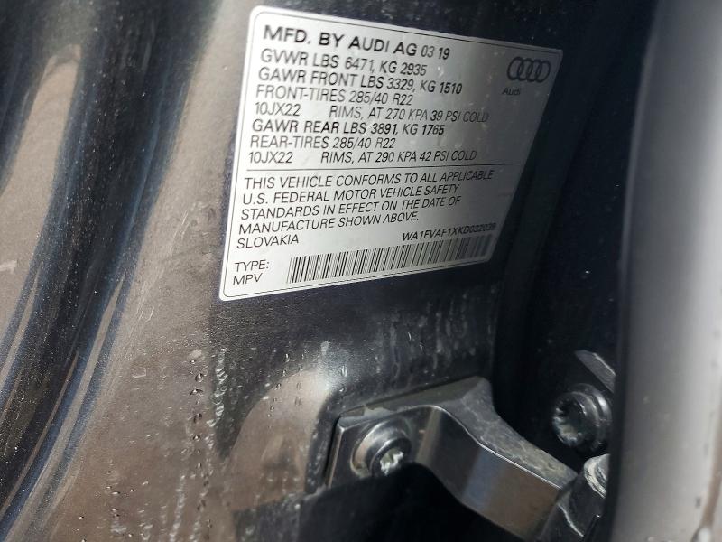 Aukcja sprzedaży 2019 Audi Q8, vin: WA1FVAF1XKD032039, numer aukcji: 47812706