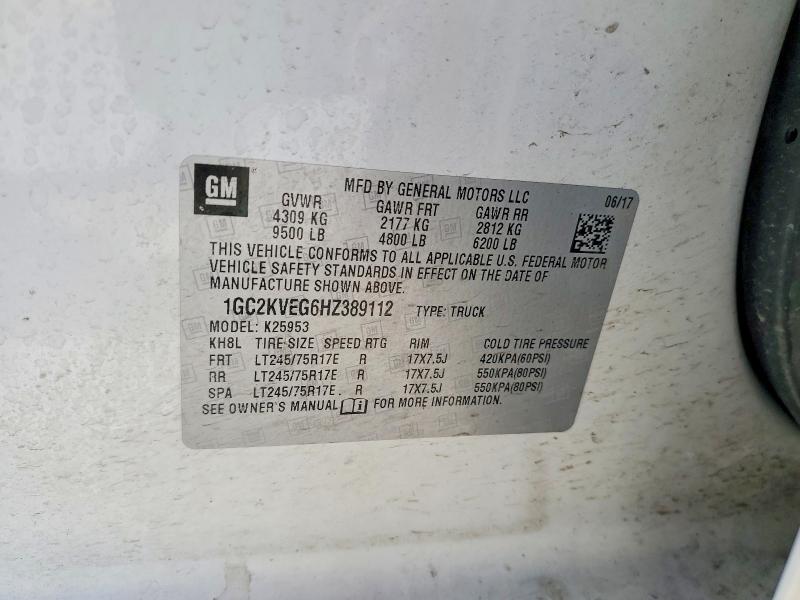 Продаж на аукціоні авто 2017 Chevrolet Silverado, vin: 1GC2KVEG6HZ389112, номер лоту: 47544616