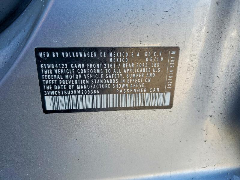 41794286 :رقم المزاد ، 3VWC57BU3KM209365 vin ، 2019 Volkswagen Jetta مزاد بيع