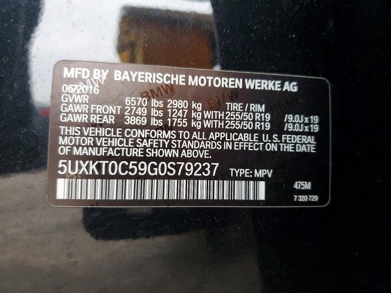 Aukcja sprzedaży 2016 Bmw X5, vin: 5UXKT0C59G0S79237, numer aukcji: 47895256