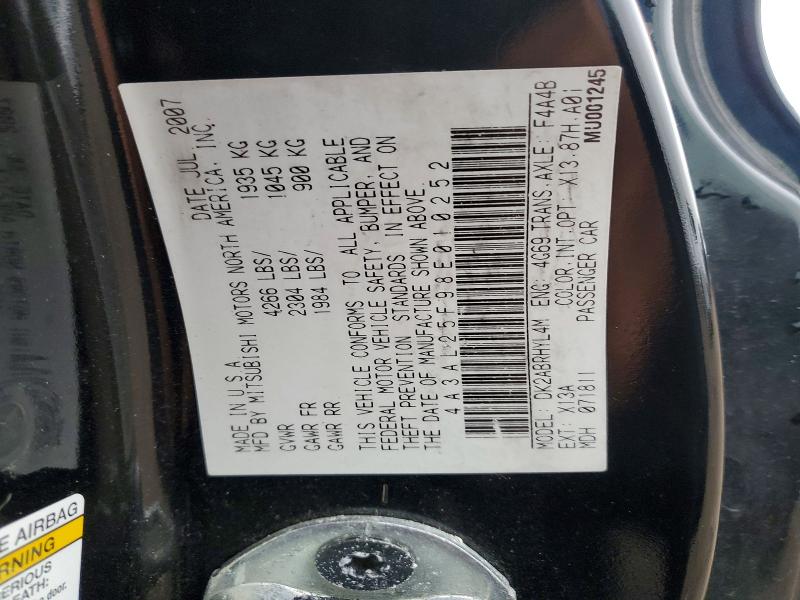 Продаж на аукціоні авто 2008 Mitsubishi Eclipse, vin: 4A3AL25F98E010252, номер лоту: 47598116