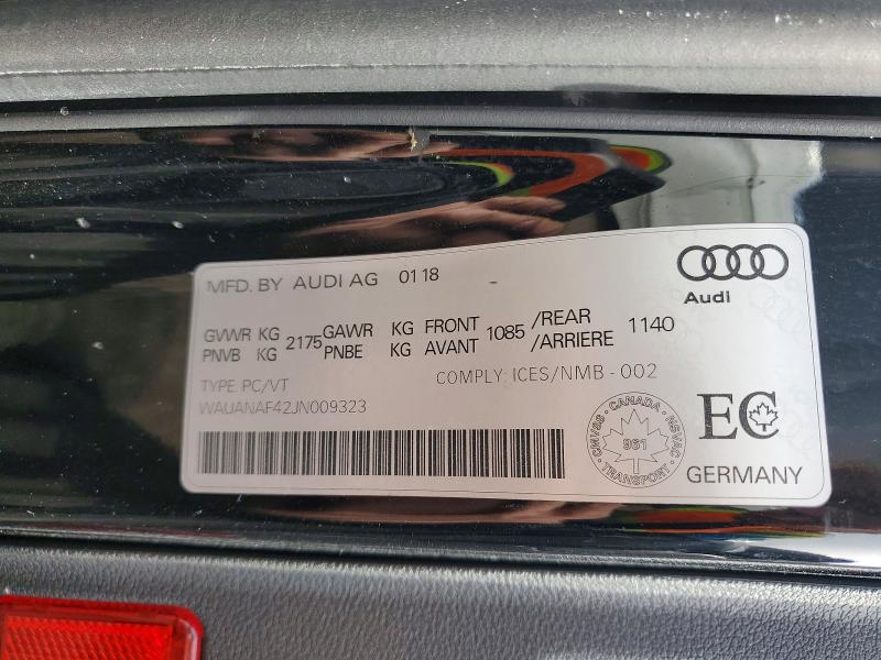 Aukcja sprzedaży 2018 Audi A4, vin: WAUANAF42JN009323, numer aukcji: 46485846