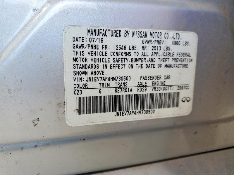 79566075 :رقم المزاد ، JN1EV7AP4HM730500 vin ، 2017 Infiniti Q50 مزاد بيع