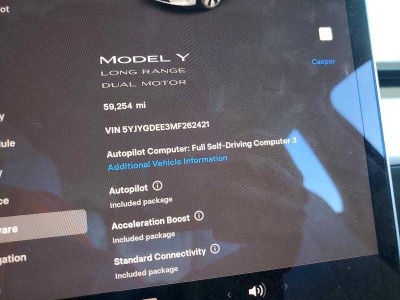 2021 Tesla Model Y მანქანა იყიდება აუქციონზე, vin: 5YJYGDEE3MF262421, აუქციონის ნომერი: 46629936