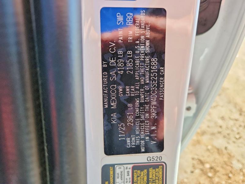 46510086 :رقم المزاد ، 3KPFW4DC3SE251688 vin ، 2025 Kia K4 مزاد بيع