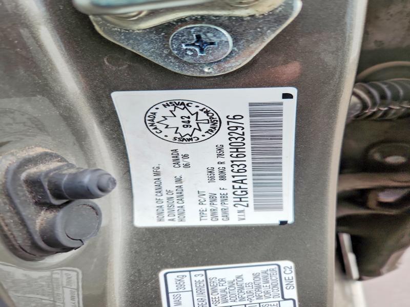 Продажа на аукционе авто 2006 Honda Civic, vin: 2HGFA16316H032976, номер лота: 47750836