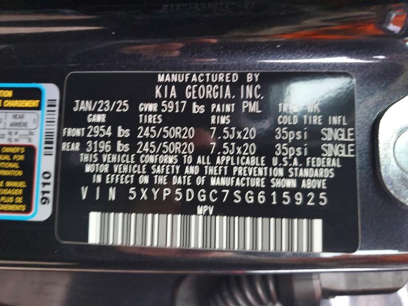 Продажа на аукционе авто 2025 Kia Telluride, vin: 5XYP5DGC7SG615925, номер лота: 46737346