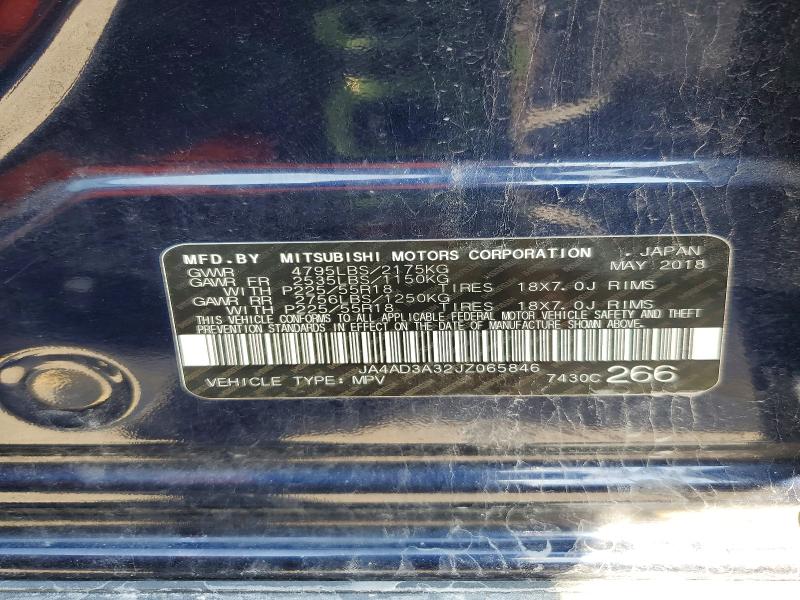 45472866 :رقم المزاد ، JA4AD3A32JZ065846 vin ، 2018 Mitsubishi Outlander مزاد بيع