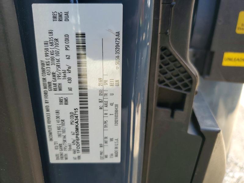 2021 Ford Transit მანქანა იყიდება აუქციონზე, vin: 1FDDF6P85MKA34715, აუქციონის ნომერი: 47450456