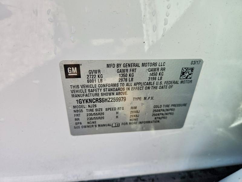 46285436 :رقم المزاد ، 1GYKNCRS6HZ259979 vin ، 2017 Cadillac Xt5 مزاد بيع