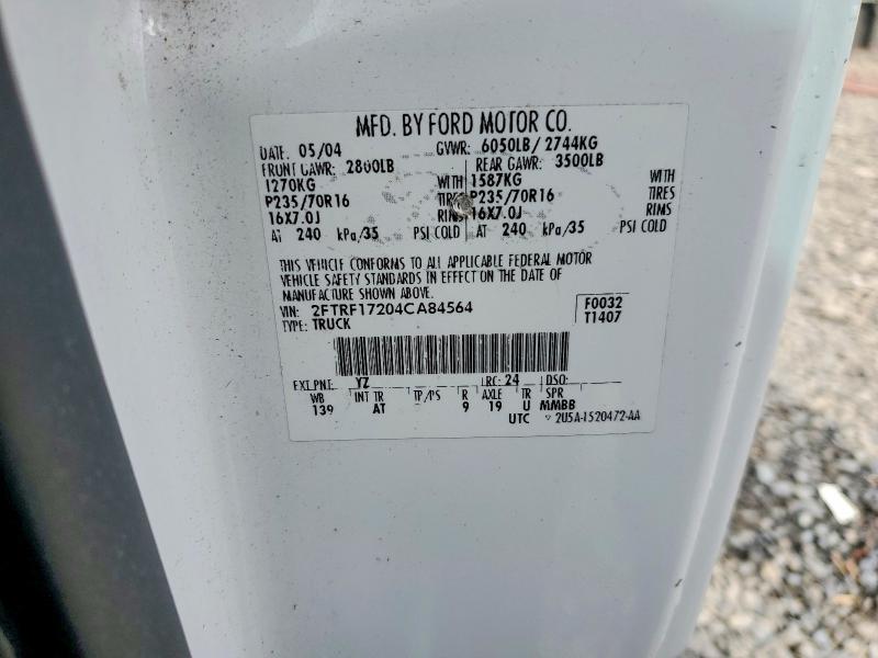 2004 Ford F-150 Heritage მანქანა იყიდება აუქციონზე, vin: 2FTRF17204CA84564, აუქციონის ნომერი: 46724726
