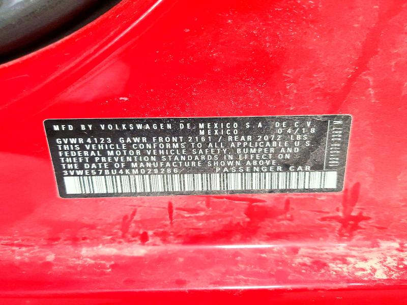 47956766 :رقم المزاد ، 3VWE57BU4KM029286 vin ، 2019 Volkswagen Jetta مزاد بيع