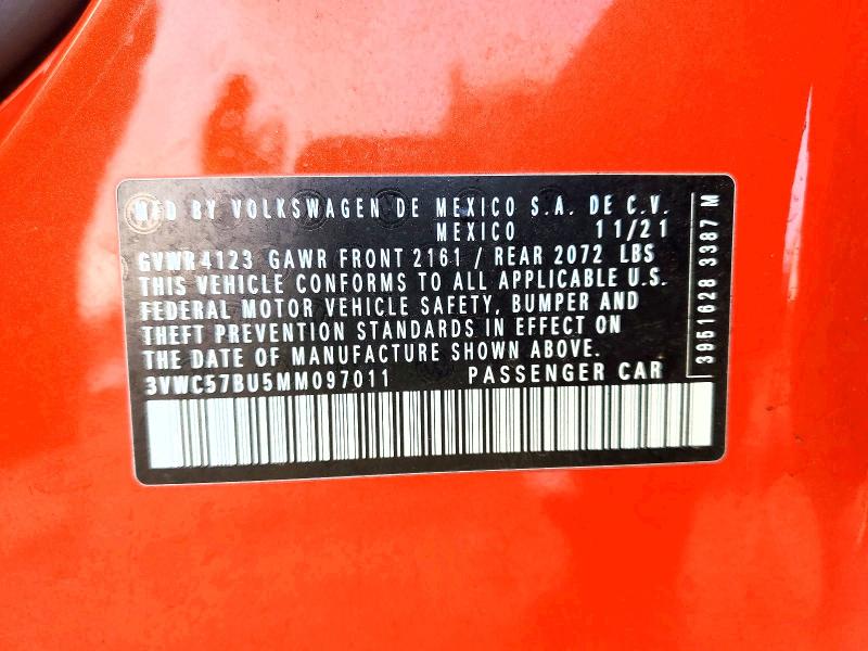 79716275 :رقم المزاد ، 3VWC57BU5MM097011 vin ، 2021 Volkswagen Jetta مزاد بيع