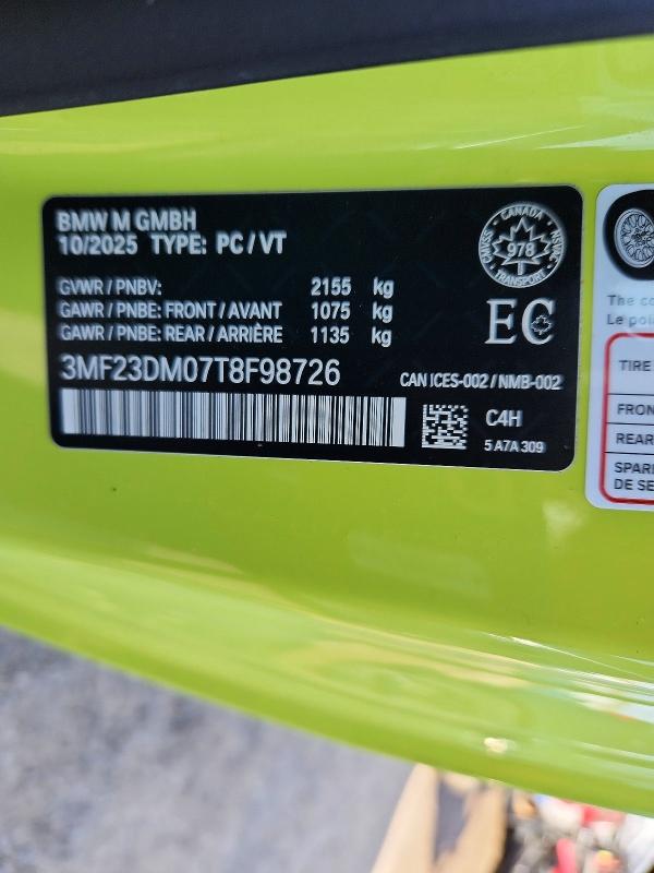 79556445 :رقم المزاد ، 3MF23DM07T8F98726 vin ، 2026 Bmw M2 مزاد بيع