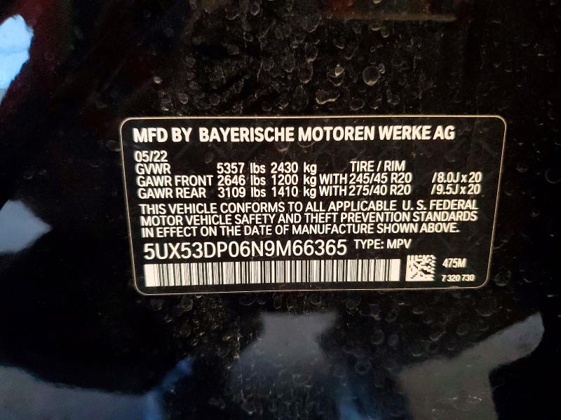 2022 Bmw X3 მანქანა იყიდება აუქციონზე, vin: 5UX53DP06N9M66365, აუქციონის ნომერი: 46916576