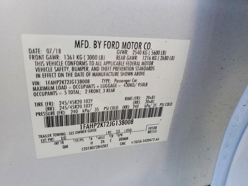 Aukcja sprzedaży 2018 Ford Taurus, vin: 1FAHP2KT2JG138008, numer aukcji: 47888396