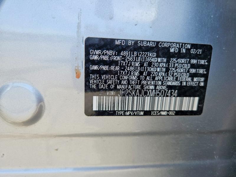 Aukcja sprzedaży 2021 Subaru Forester, vin: JF2SKAJCXMH507434, numer aukcji: 46543556