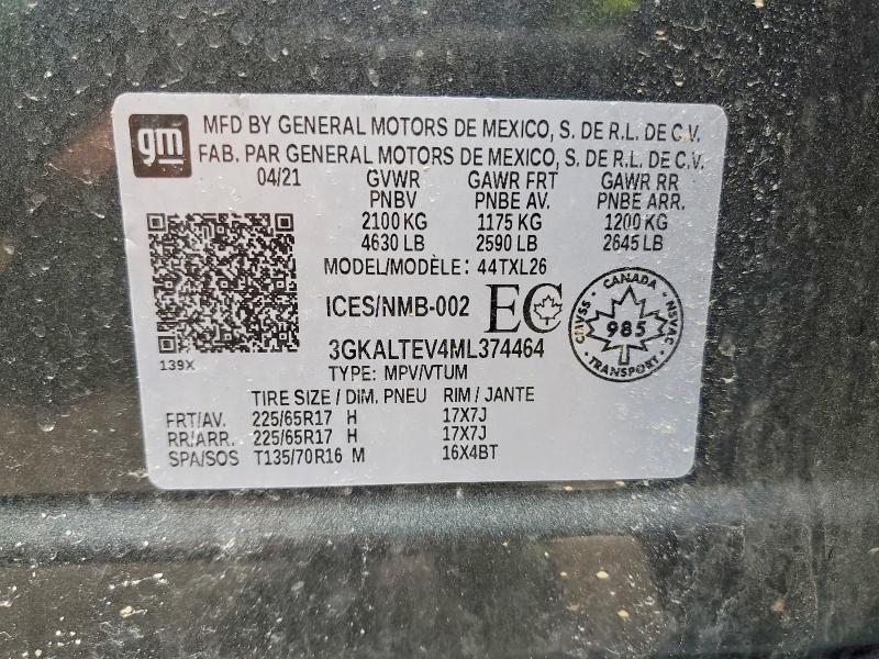 Aukcja sprzedaży 2021 Gmc Truck/van Terrain Sle 4dr Awd, vin: 3GKALTEV4ML374464, numer aukcji: 79392845
