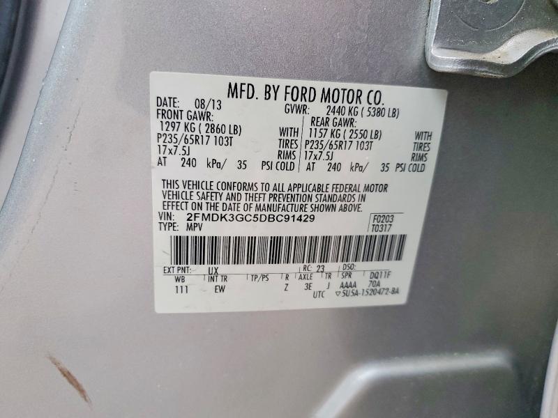 Продажа на аукционе авто 2013 Ford Edge, vin: 2FMDK3GC5DBC91429, номер лота: 46223506