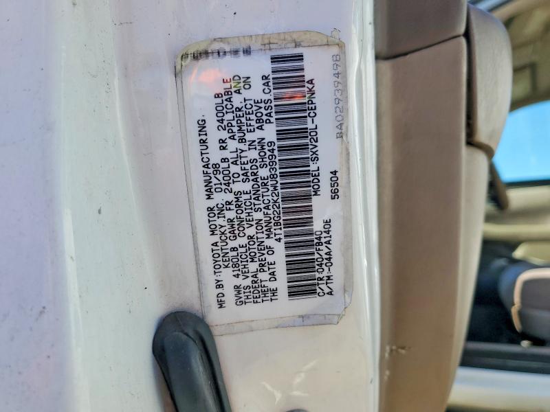 Aukcja sprzedaży 1998 Toyota Camry, vin: 4T1BG22K2WU839949, numer aukcji: 79644835