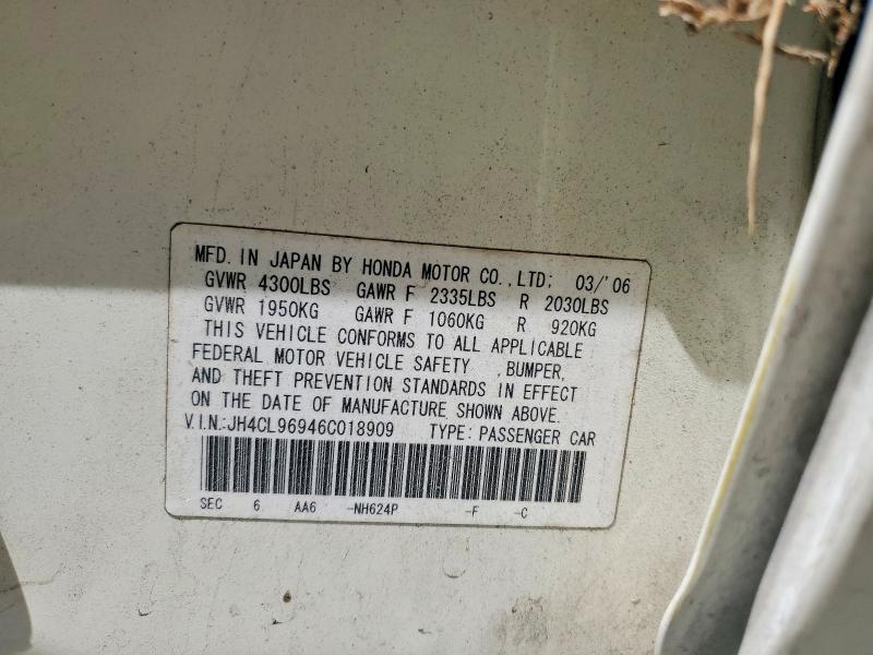 47218136 :رقم المزاد ، JH4CL96946C018909 vin ، 2006 Acura Tsx مزاد بيع