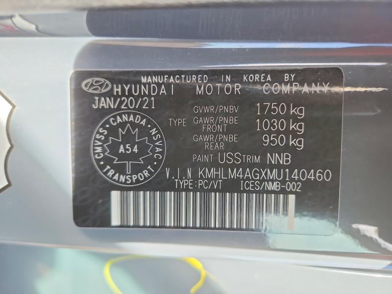 2021 Hyundai Elantra მანქანა იყიდება აუქციონზე, vin: KMHLM4AGXMU140460, აუქციონის ნომერი: 46124036