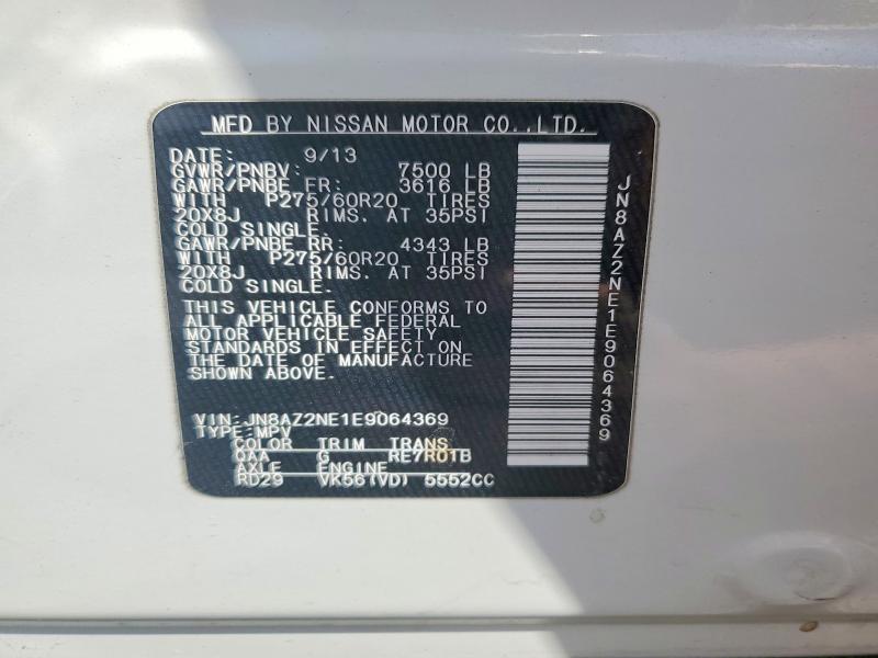 47753446 :رقم المزاد ، JN8AZ2NE1E9064369 vin ، 2014 Infiniti Qx80 مزاد بيع