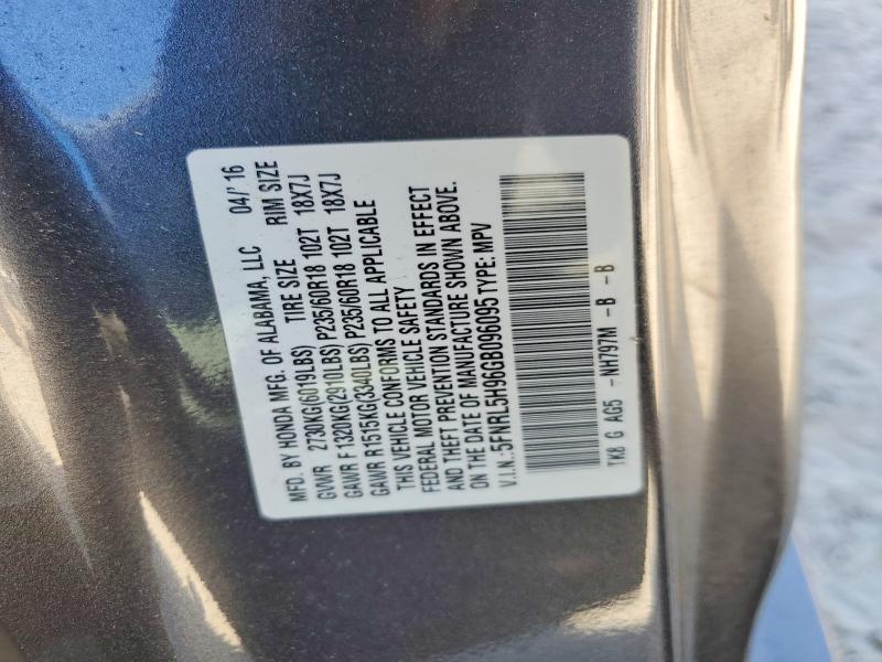 46424676 :رقم المزاد ، 5FNRL5H96GB096095 vin ، 2016 Honda Odyssey مزاد بيع
