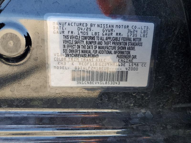 Aukcja sprzedaży 2025 Nissan Versa, vin: 3N1CN8EV4SL853043, numer aukcji: 45976546