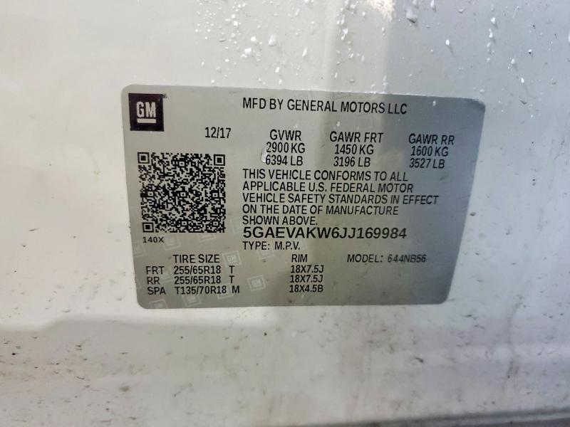 Aukcja sprzedaży 2018 Buick Enclave, vin: 5GAEVAKW6JJ169984, numer aukcji: 46544046