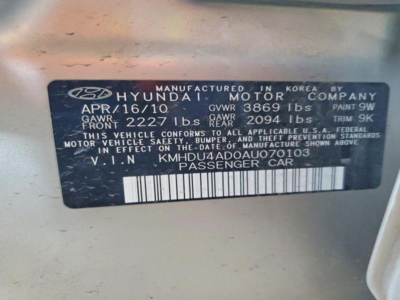 Aukcja sprzedaży 2010 Hyundai Elantra, vin: KMHDU4AD0AU070103, numer aukcji: 42010966