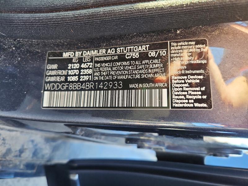 Aukcja sprzedaży 2011 Mercedes-benz C, vin: WDDGF8BB4BR142933, numer aukcji: 45573606