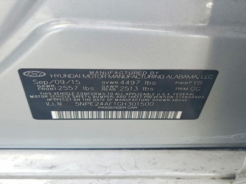 42038096 :رقم المزاد ، 5NPE24AF1GH301500 vin ، 2016 Hyundai Sonata مزاد بيع