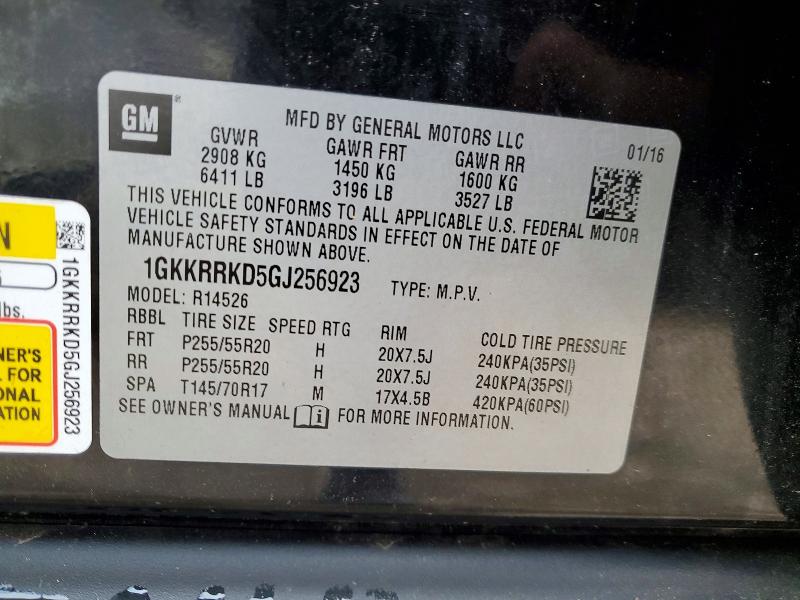 Aukcja sprzedaży 2016 Gmc Acadia, vin: 1GKKRRKD5GJ256923, numer aukcji: 79805155