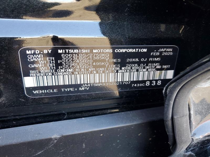 2025 Mitsubishi Outlander მანქანა იყიდება აუქციონზე, vin: JA4T5WA93SZ021707, აუქციონის ნომერი: 47056296