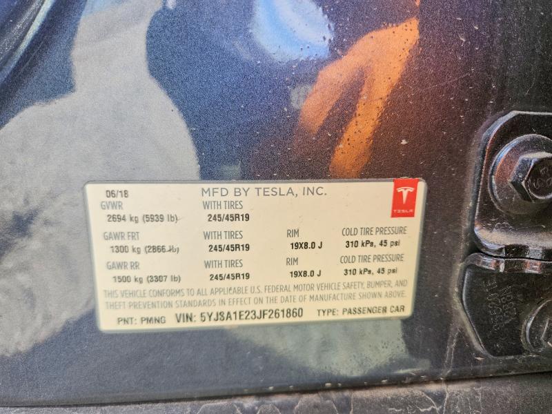 46188746 :رقم المزاد ، 5YJSA1E23JF261860 vin ، 2018 Tesla Model S مزاد بيع