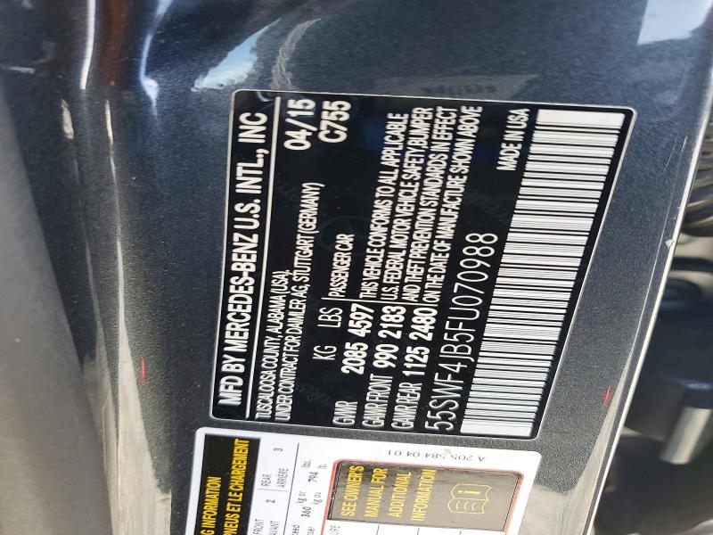 Продаж на аукціоні авто 2015 Mercedes-benz C, vin: 55SWF4JB5FU070988, номер лоту: 47451616