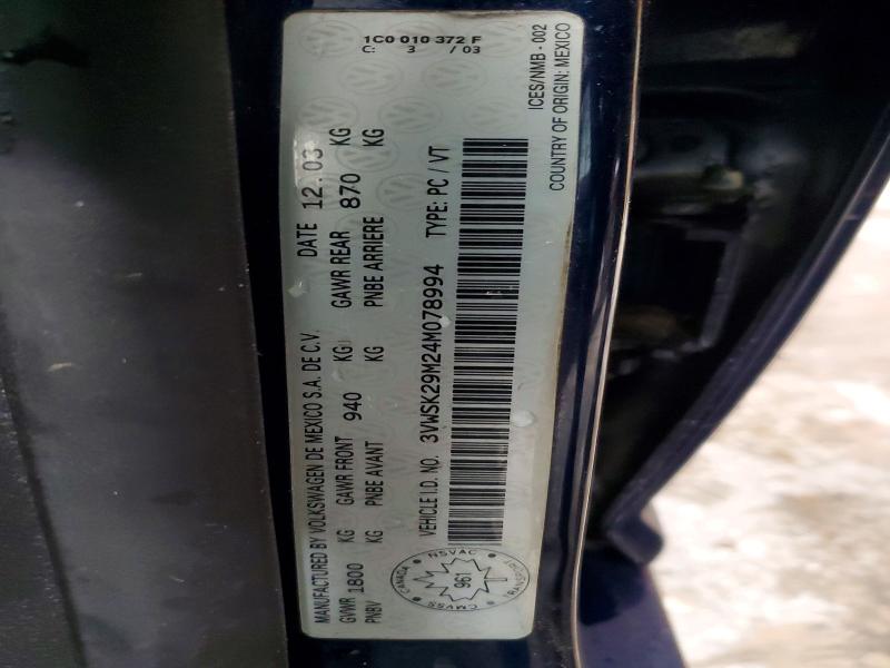 2004 Volkswagen Jetta მანქანა იყიდება აუქციონზე, vin: 3VWSK29M24M078994, აუქციონის ნომერი: 47899626