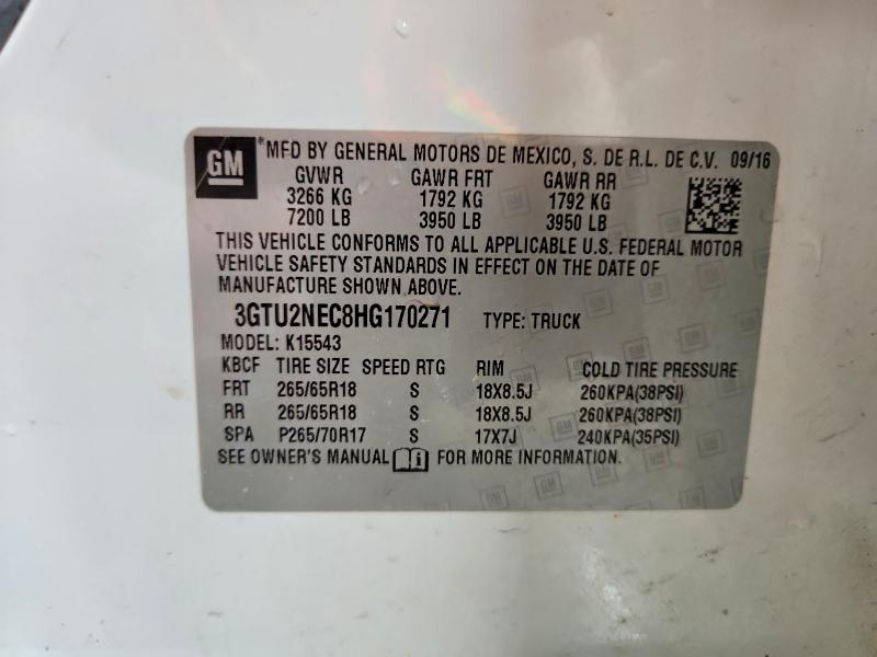 2017 Gmc Sierra მანქანა იყიდება აუქციონზე, vin: 3GTU2NEC8HG170271, აუქციონის ნომერი: 79626545
