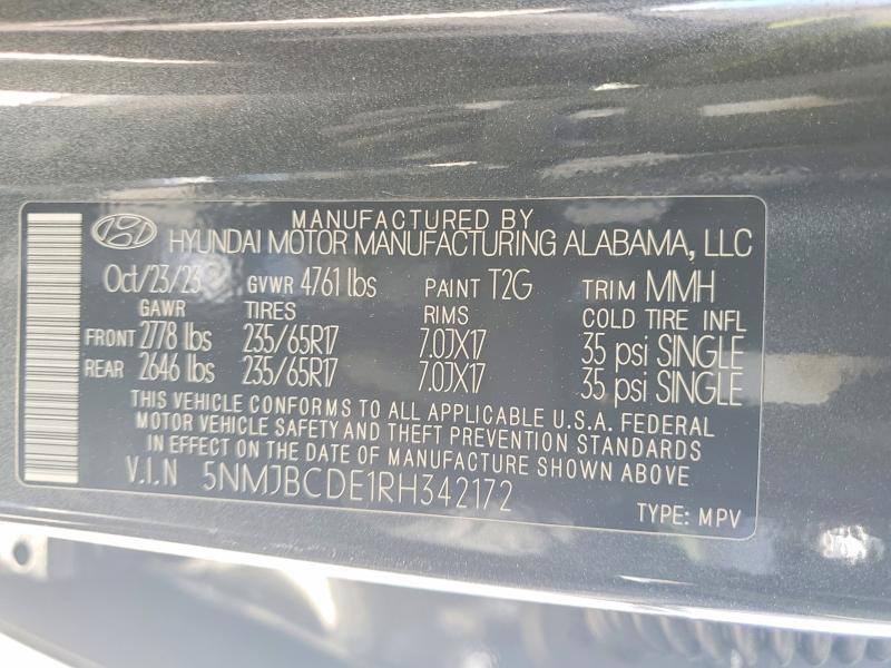 Продаж на аукціоні авто 2024 Hyundai Tucson, vin: 5NMJBCDE1RH342172, номер лоту: 46817936