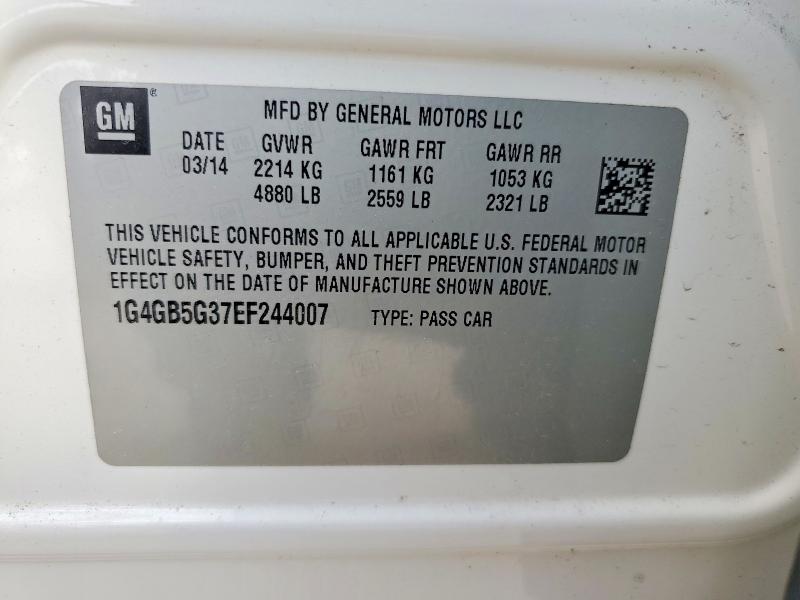 Aukcja sprzedaży 2014 Buick Lacrosse, vin: 1G4GB5G37EF244007, numer aukcji: 79968265
