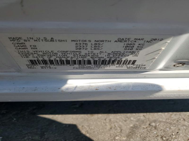 47130896 :رقم المزاد ، 4A32B3FF2CE020089 vin ، 2012 Mitsubishi Galant مزاد بيع